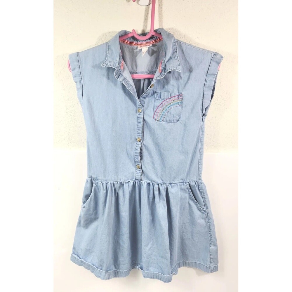 CAT & JACK Girls Light Denim Blue Drop Waist Dress Size L (10-12)